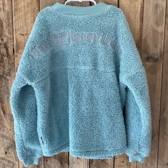 Disney Parks WDW Aqua Teal Turquoise Fluffy Sherpa Spirit Jersey Kids Sz Large - Picture 13 of 14